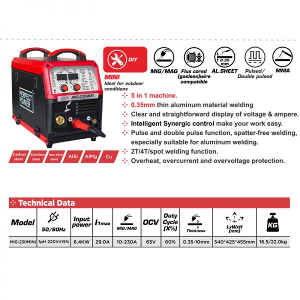 MIG-230 MINI MIG Welder IGBT Inverter Welding Machine