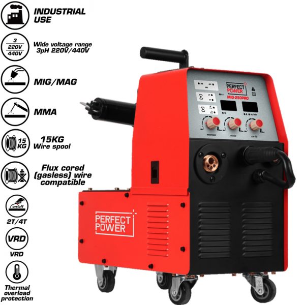 Perfect Power MIG-250PRO CO2 Gas Gasless Soldadura Welding Machine 250A Mig Welders Multi Portable MIG Mig Welding Machine
