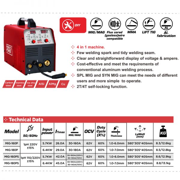 MIG-180P Gas Gasless MIG Welder IGBT Inverter Welding Machine