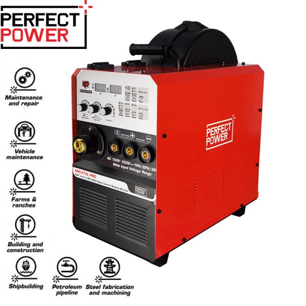 MIG Welder Gas Gasless MIG Welding Machine 315Amp 150V 500v Dual Voltage Flux Core Welder 3 in 1 MIG MAG ARC Welder IGBT Inverter