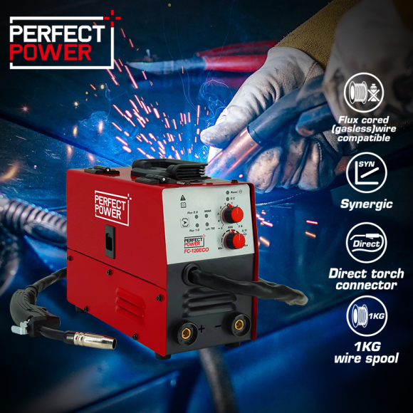 FLUX CORED MMA FC 120 Gasless Flux Cored Wire Inverter Welding Machine With MMA 1 1 580x580