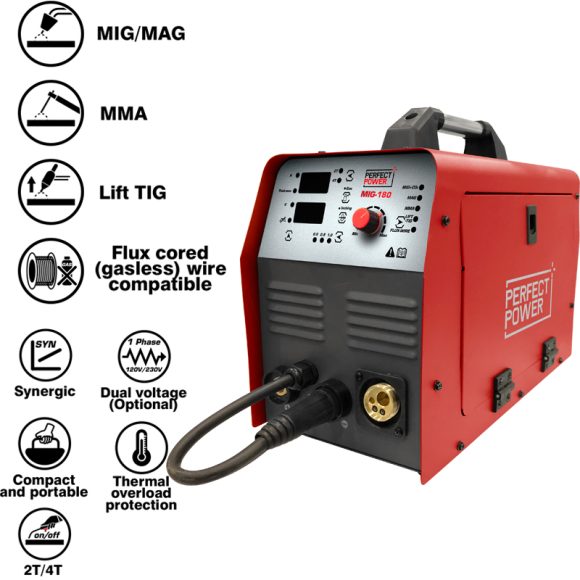 MIG 180 Gas Gasless MIG MAG IGBT Inverter Welding Machine 580x580